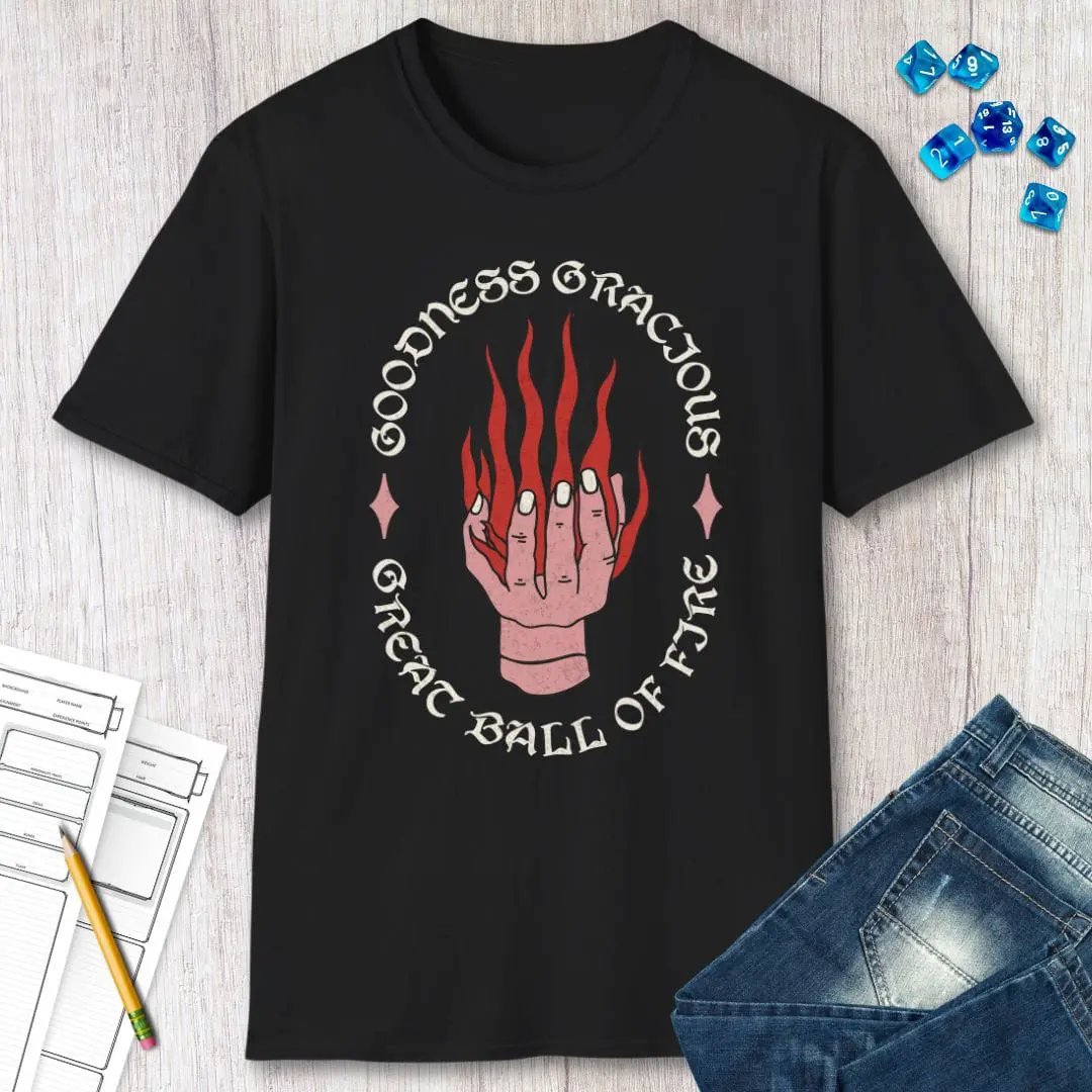 D&D Fireball Spell Shirt by Sunburst RPG