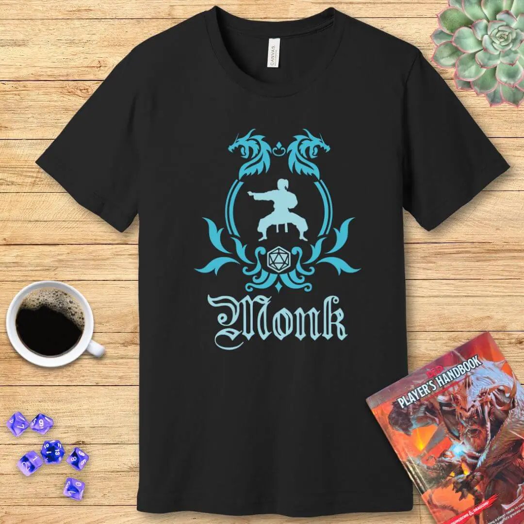 D&D Monk Class Simple Emblem T-Shirt by Sunburst RPG
