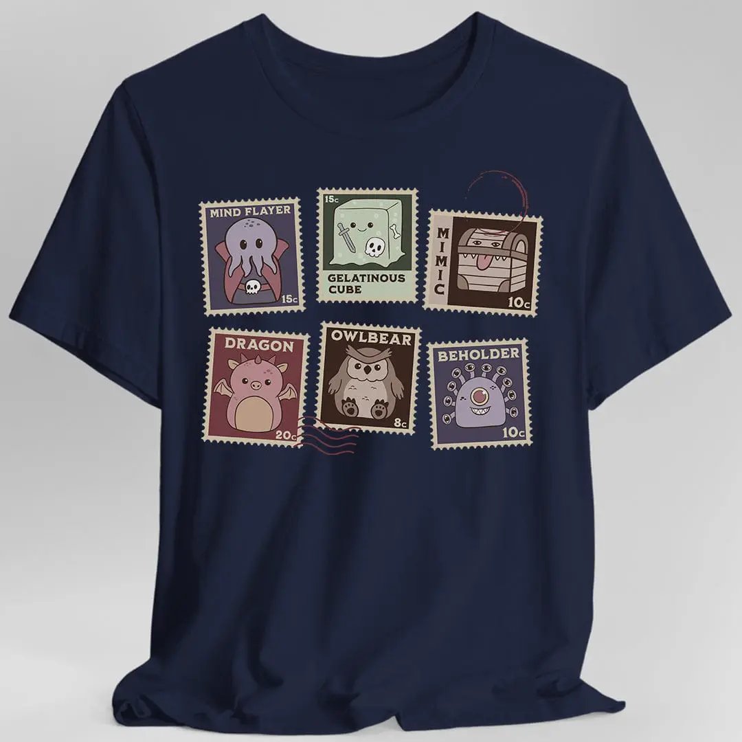 D&D Monster Stamps T-Shirt by Sunburst RPG