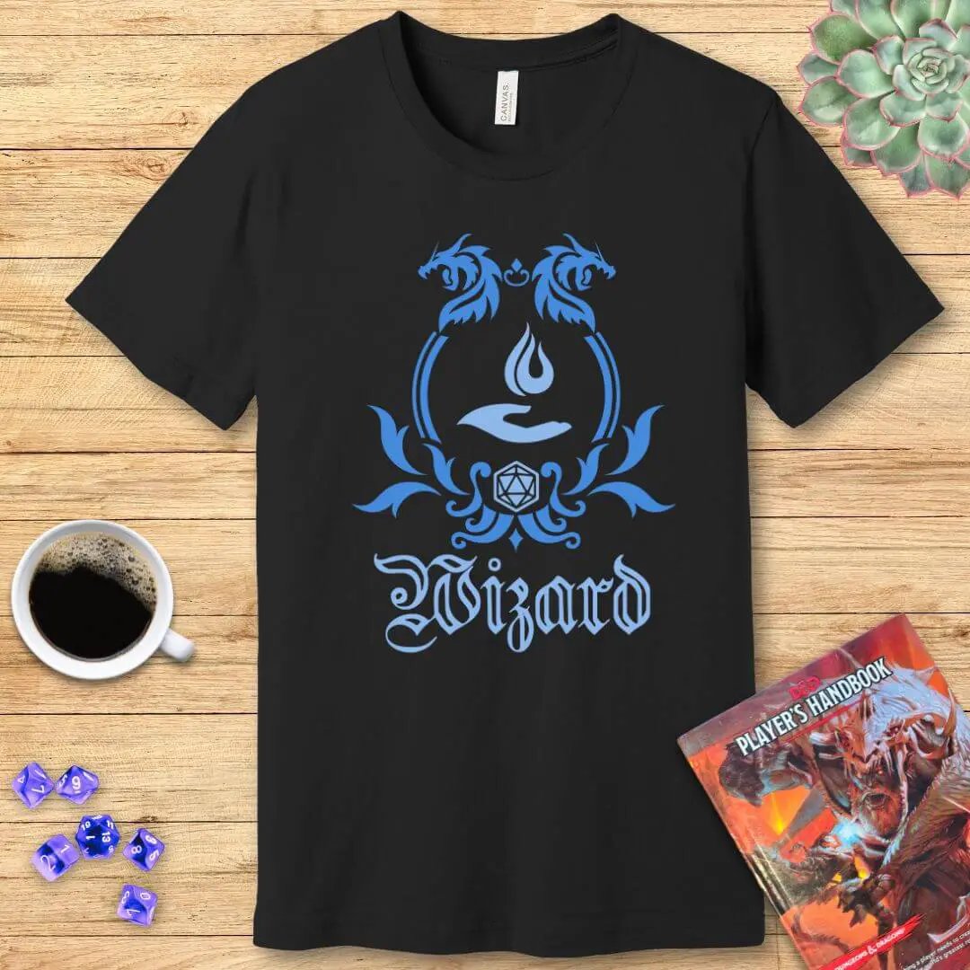 D&D Wizard Class Simple Emblem T-Shirt by Sunburst RPG