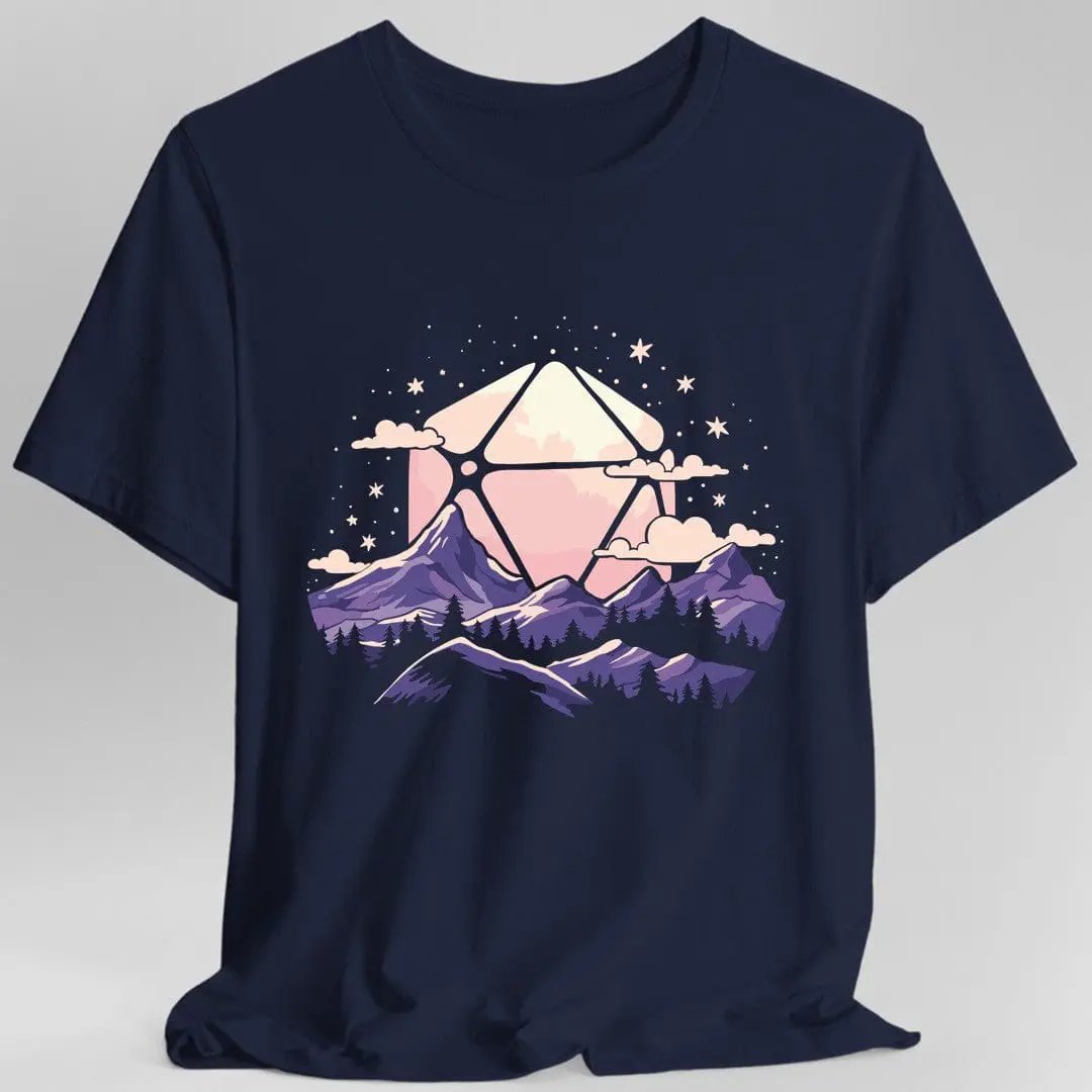 D20 Moon Landscape T-shirt by Sunburst RPG