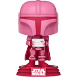 Pop! Star Wars Mandalorian Valentine figure from The Mighty Hobby Shop, featuring a stylized Mandalorian character with Valentine-themed design.