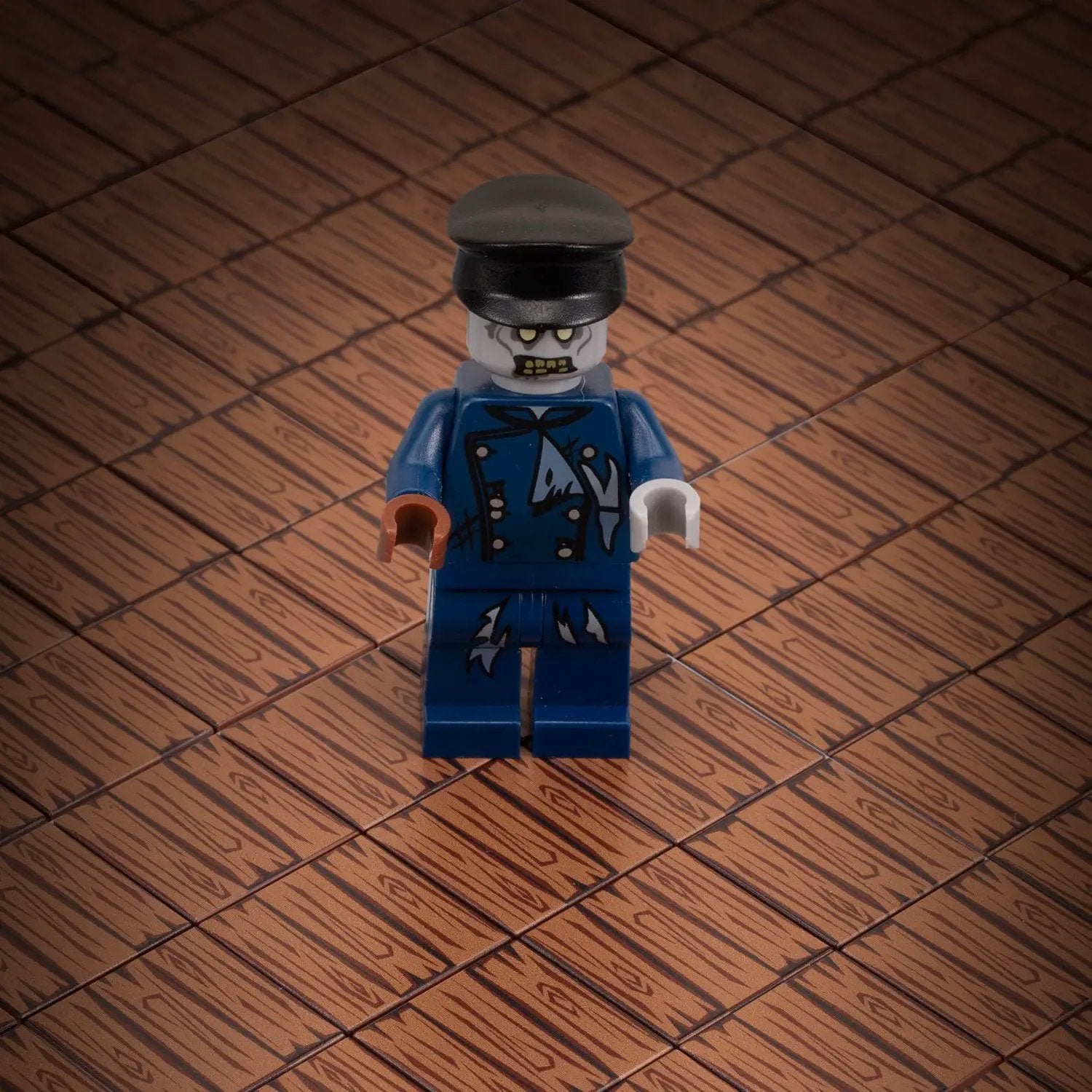 Hardwood Minifig Flooring (Rough, Dark) 2x2 Tile made using LEGO part by B3 Customs