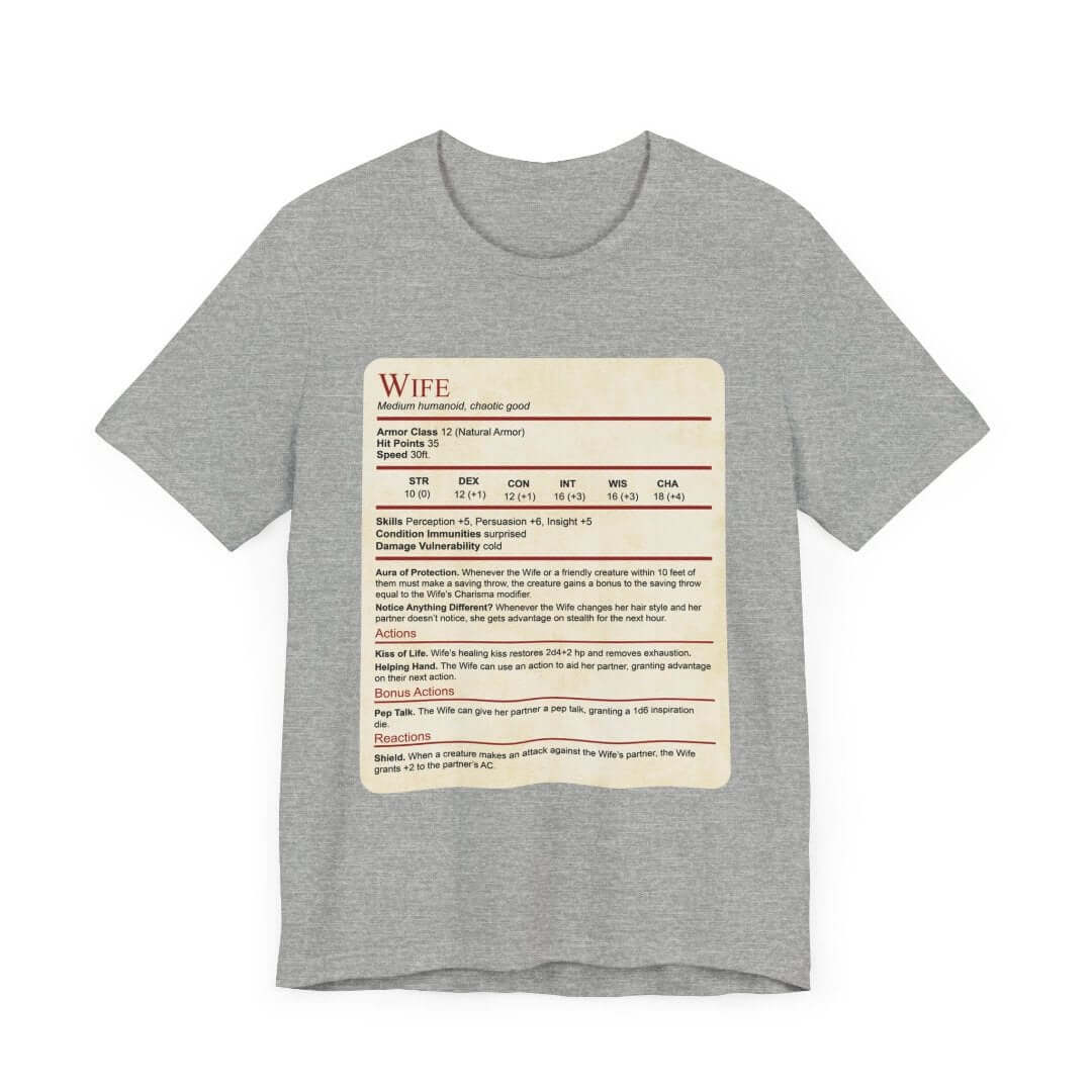 DnD Wife Stat Block T-Shirt
