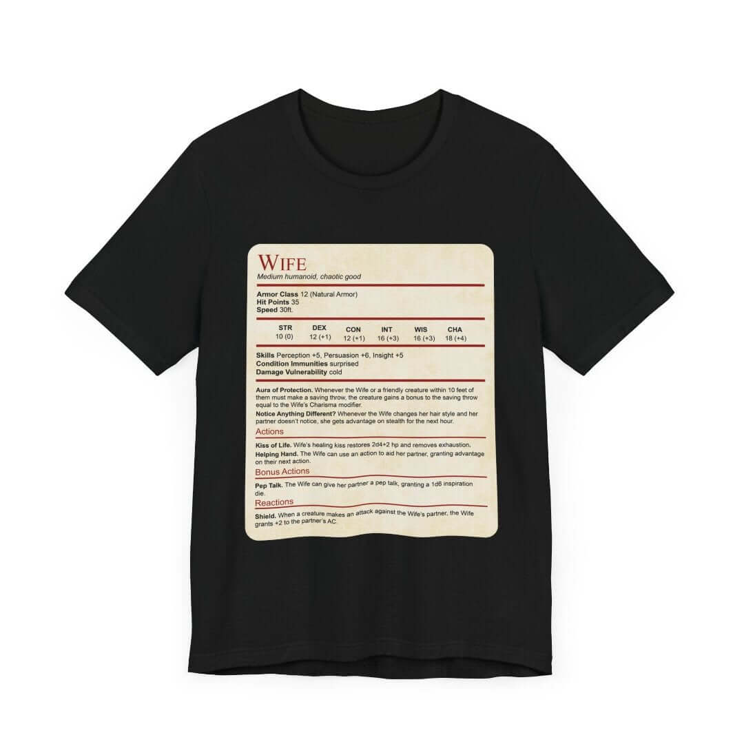 DnD Wife Stat Block T-Shirt