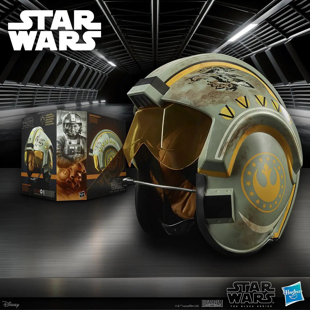Star Wars The Black Series Trapper Wolf electronic helmet with detailed design and adjustable fit, ideal for cosplay and display