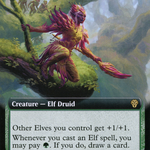 Leaf-Crowned Visionary (DMU-414) - Dominaria United: (Extended Art)