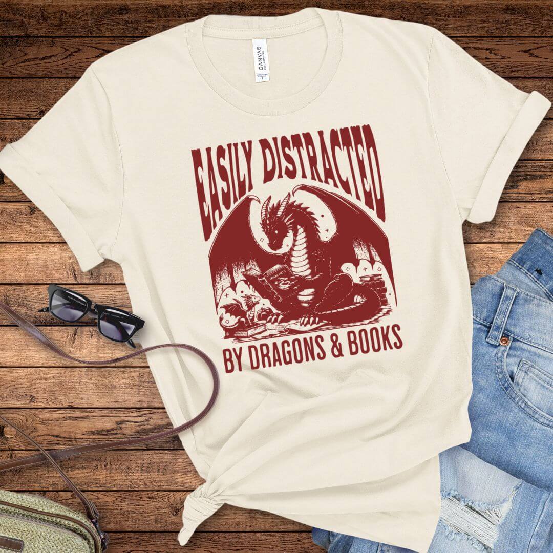 Easily Distracted by Dragons & Books Shirt