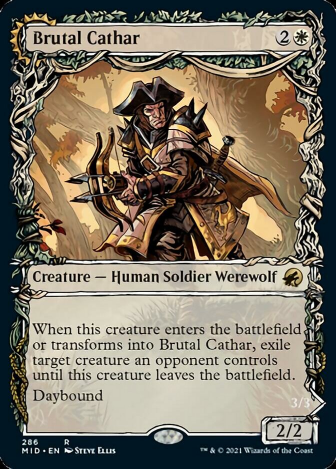 Brutal Cathar // Moonrage Brute (MID-286) - Innistrad: Midnight Hunt: (Showcase, Double Faced Transform)