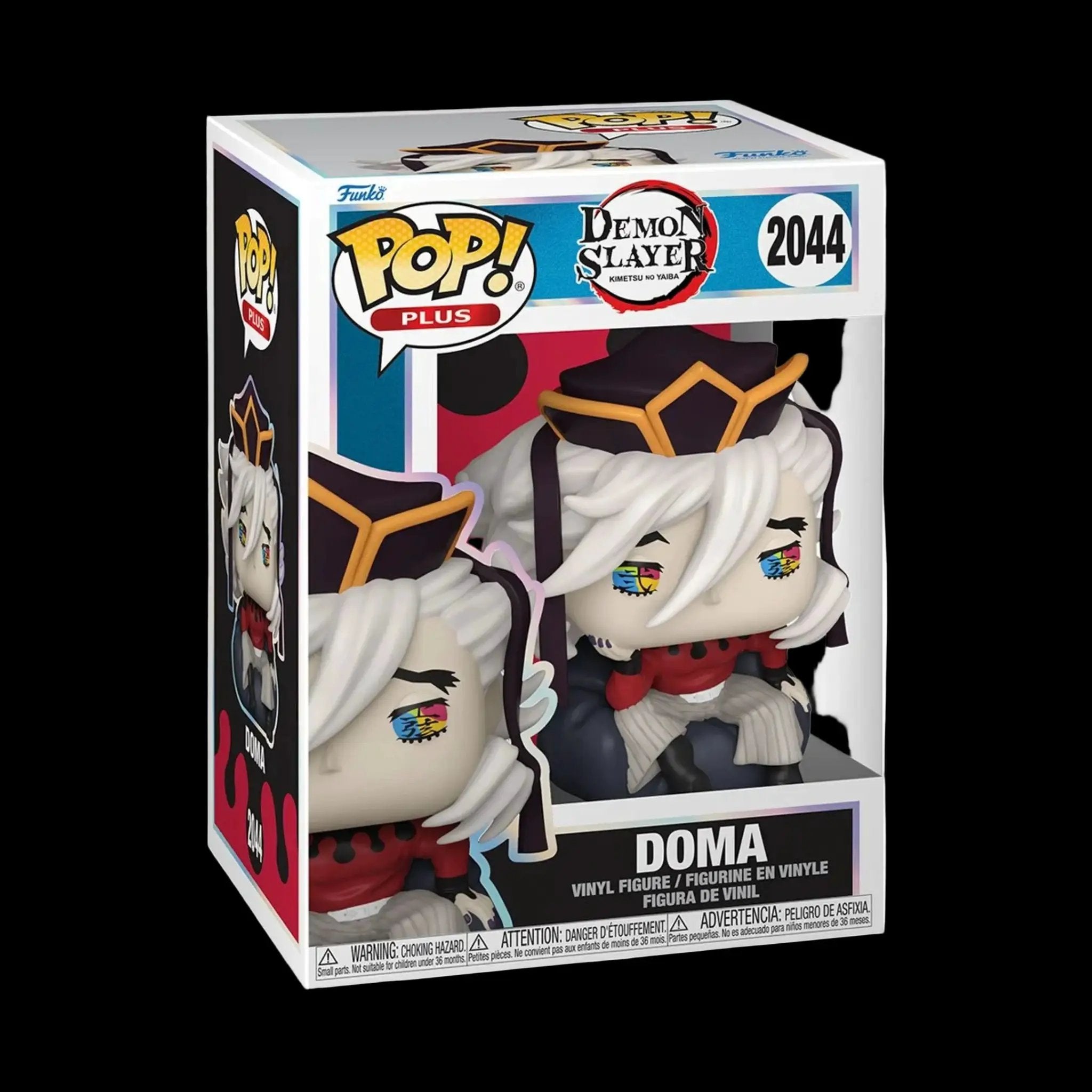 Demon Slayer Doma Funko Pop! vinyl figure with protector, collectible anime figure from EE Distribution, detailed character design.