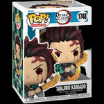Demon Slayer Tanjiro Kamado Funko Pop! vinyl figure with Sun Breathing stance, #1748, displayed with protective case.