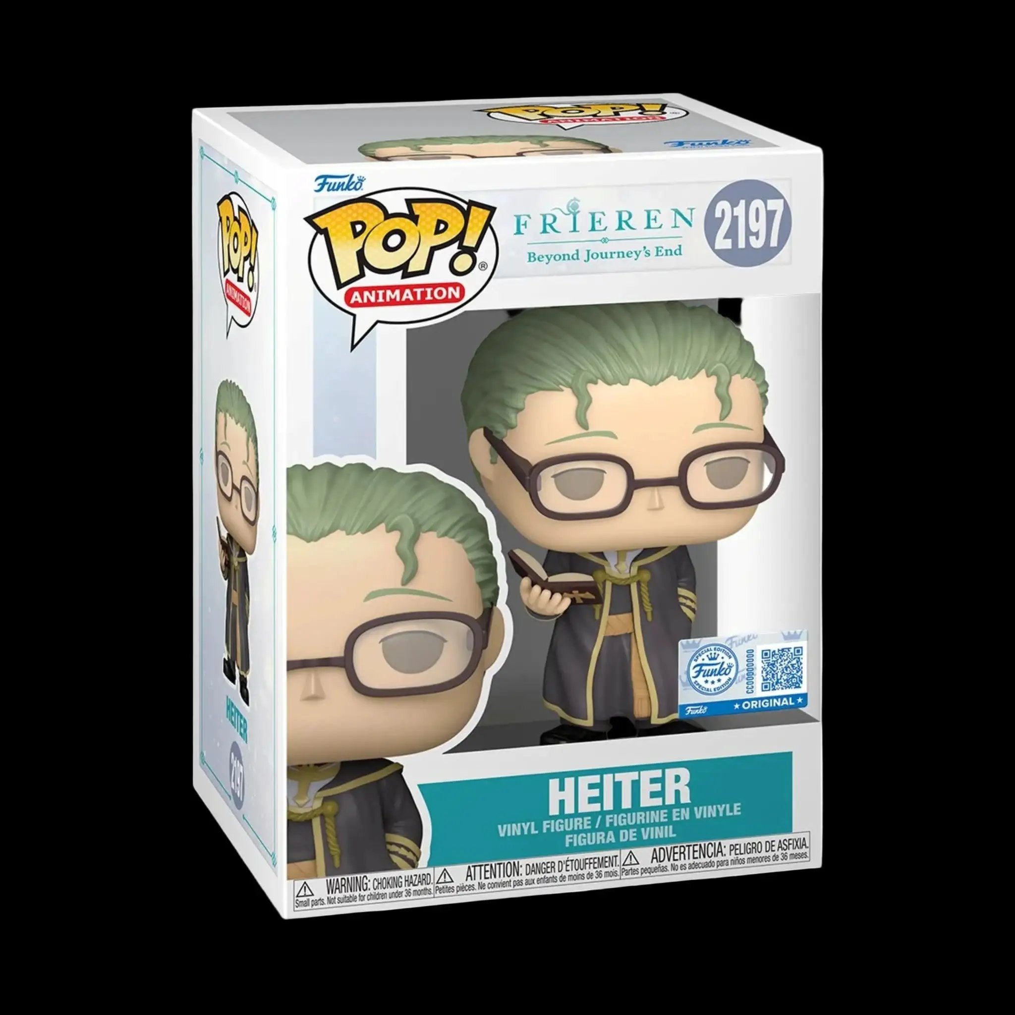 Funko Pop! figure of Heiter from Frieren: Beyond Journey's End, part of the Specialty Series with protective case, by EE Distribution
