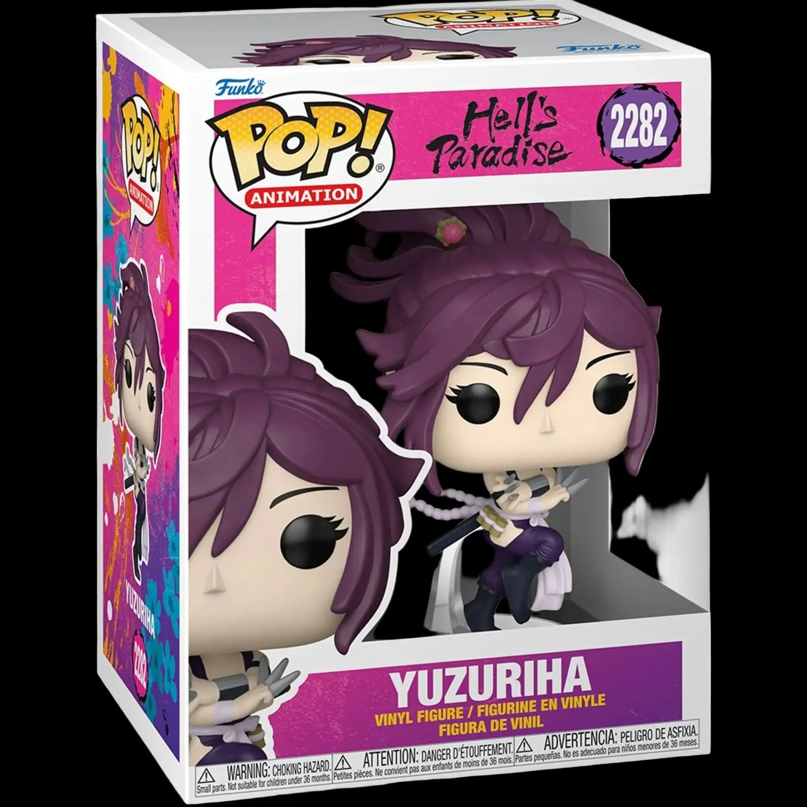 Yuzuriha Funko Pop! figure from Hell's Paradise, numbered 2282, with protective display case, by EE Distribution.