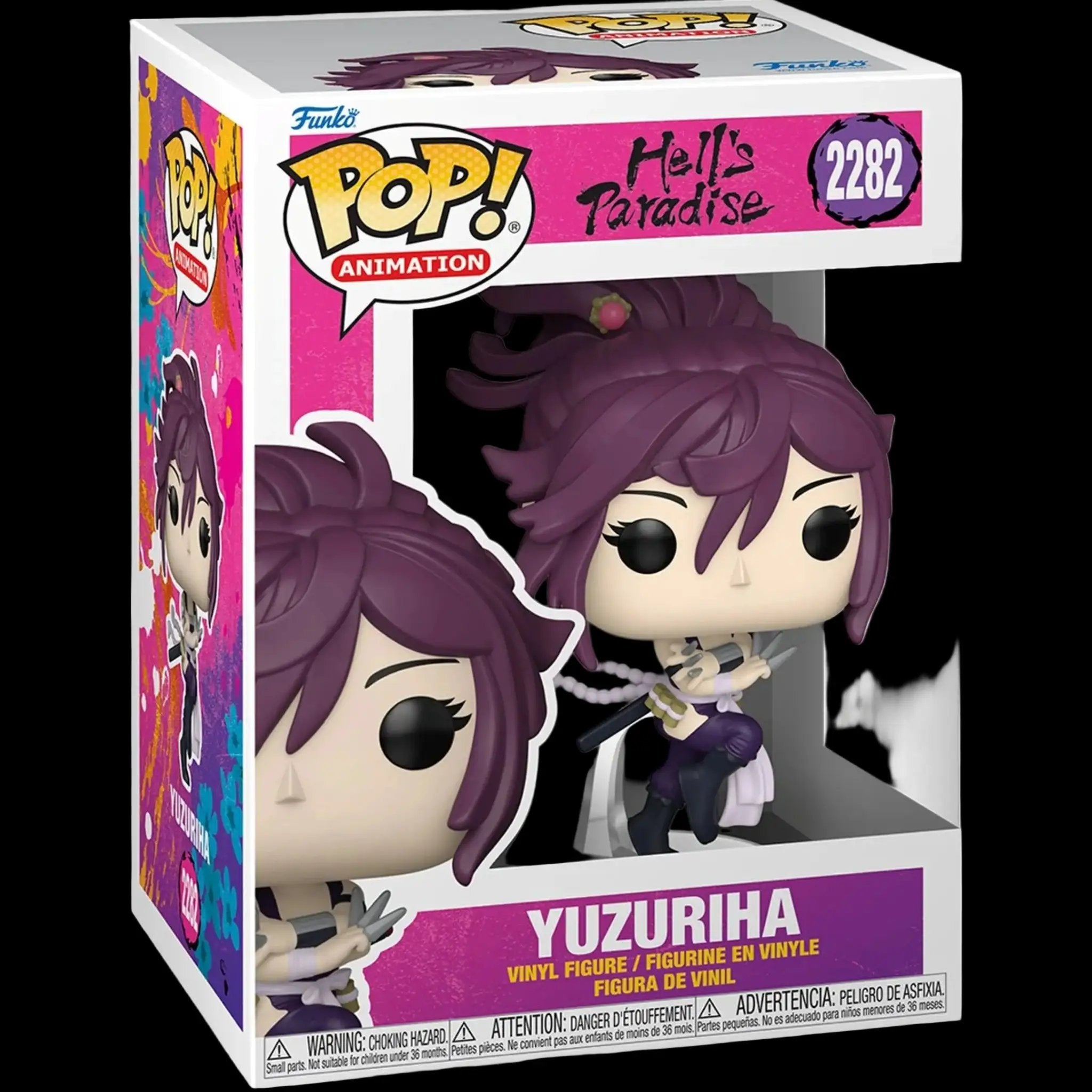 Yuzuriha Funko Pop! figure from Hell's Paradise, numbered 2282, with protective display case, by EE Distribution.