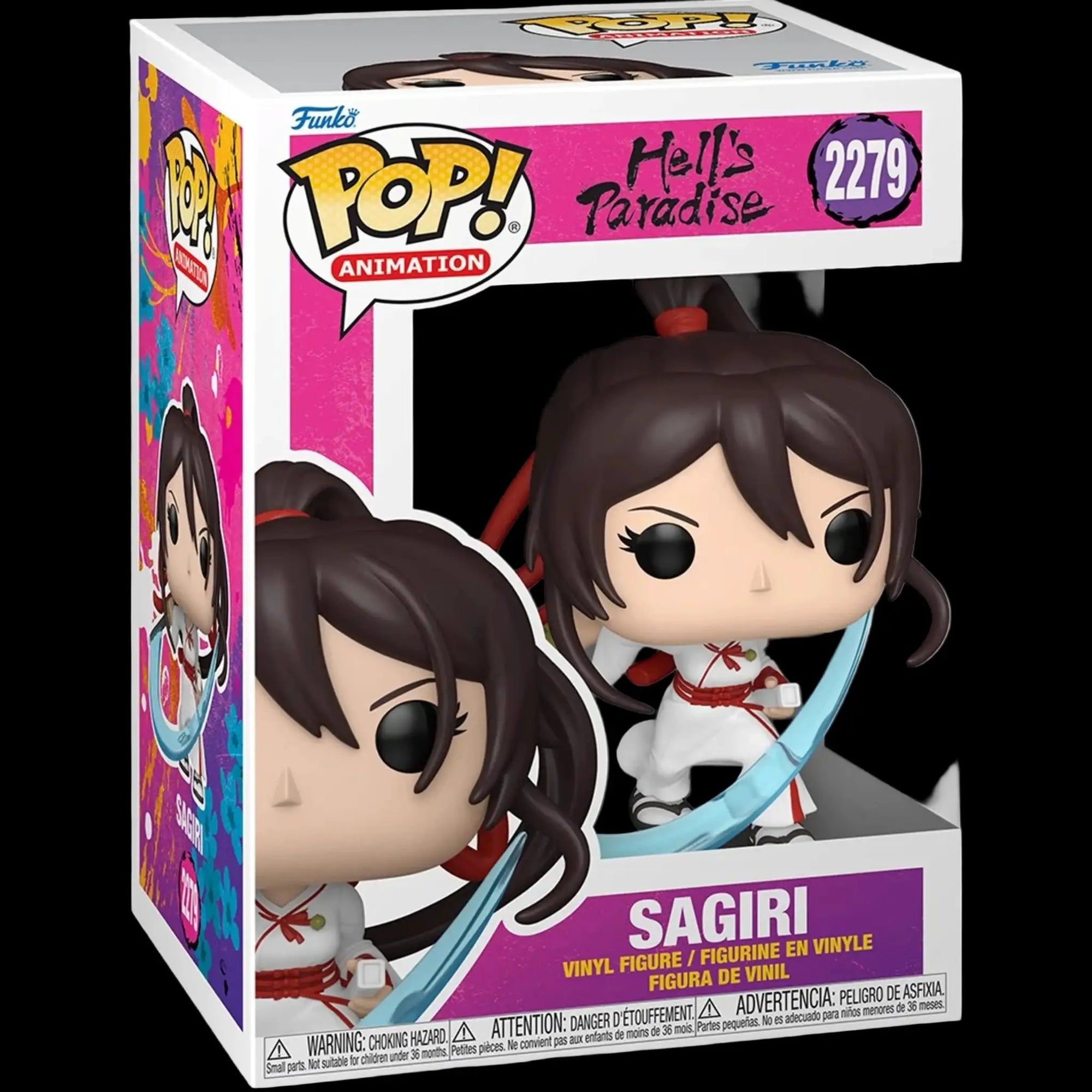 Hells Paradise Sagiri Funko Pop! vinyl figure #2279 with protective case, featuring detailed figure of Sagiri from Hells Paradise.