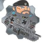 Enamel pin featuring Marcus from Gears 5, with detailed design and vibrant colors, ideal for gaming and collectible accessories.