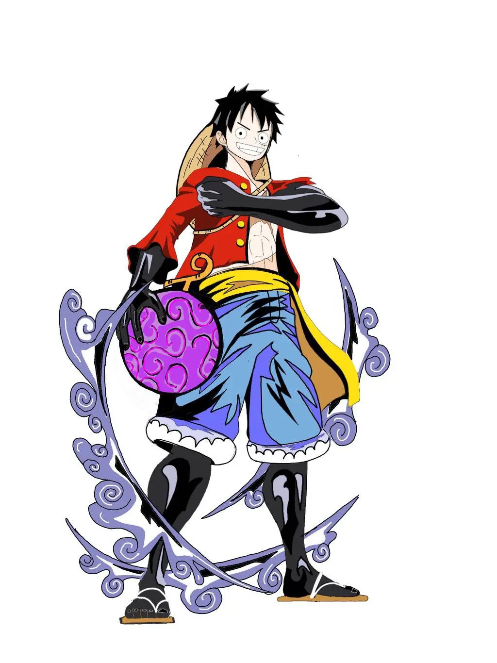 Colorful Luffy sticker from THE MIGHTY HOBBY SHOP featuring the popular One Piece character on a vibrant background.