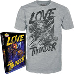 Adult Thor: Love and Thunder boxed Pop! T-shirt featuring Marvel character design, made by THE MIGHTY HOBBY SHOP.