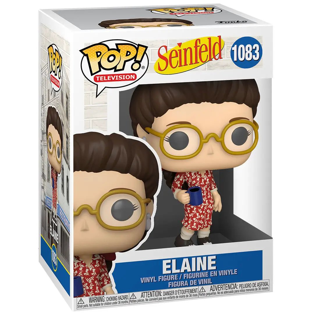 Elaine from Seinfeld POP! TV collectible figure by THE MIGHTY HOBBY SHOP, showing her signature outfit and pose.