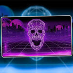 Premium Infinite Black Retrowave Playmat by THE MIGHTY HOBBY SHOP featuring a swamp design for gamers.