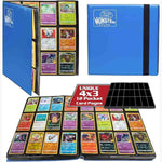 Matte blue Monster 12-pocket binder with side-loading pages, ideal for organizing trading cards or collectibles.