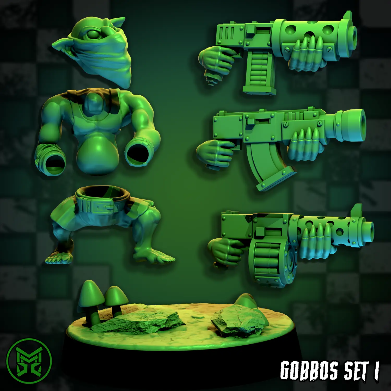 3d Printed Gobbo Crew Modular Set by Mekka Miniatures by Last Hope Miniatures