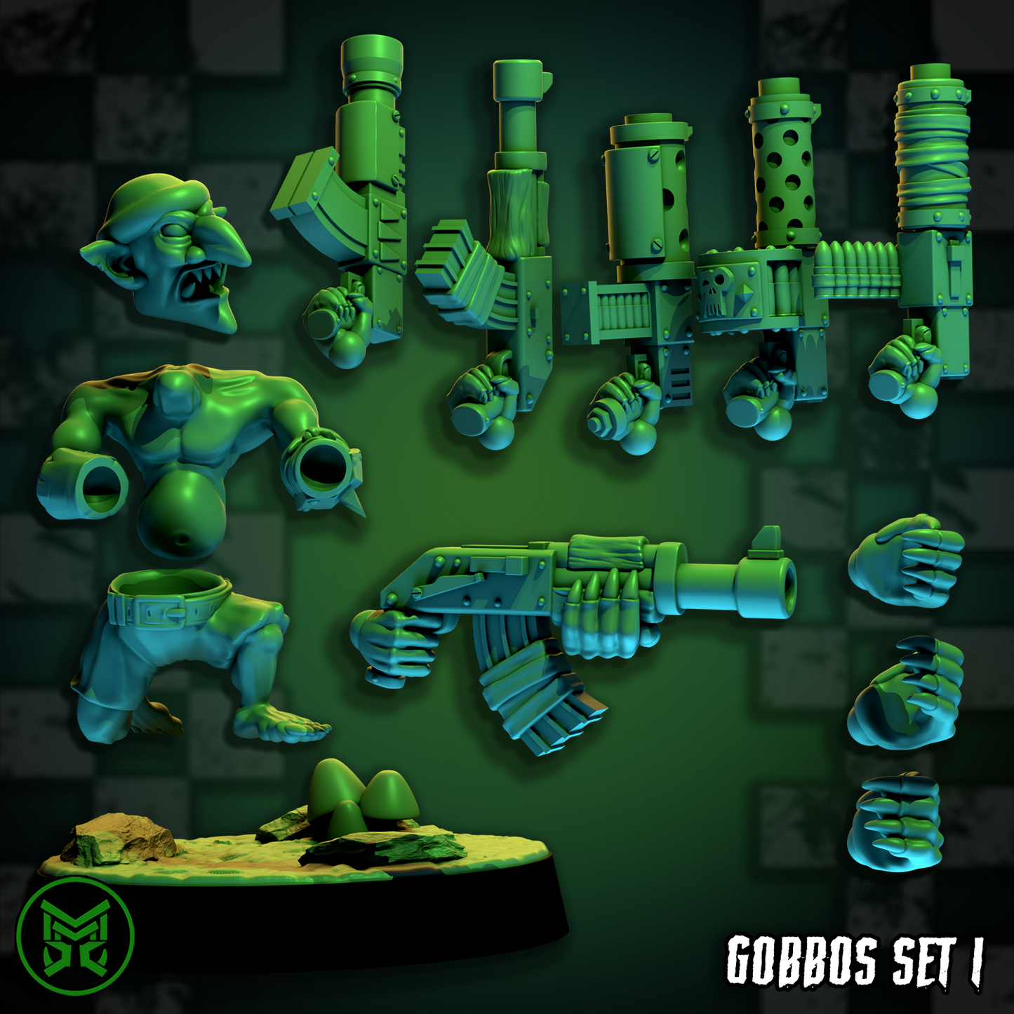 3d Printed Gobbo Crew Modular Set by Mekka Miniatures
