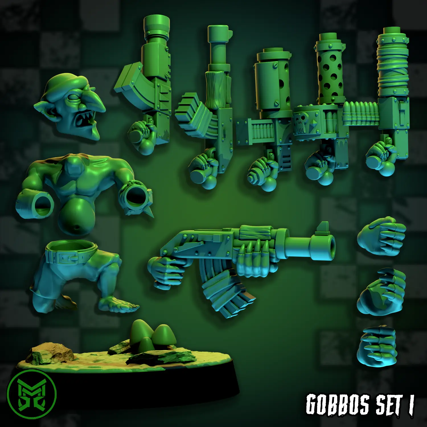 3d Printed Gobbo Crew Modular Set by Mekka Miniatures by Last Hope Miniatures