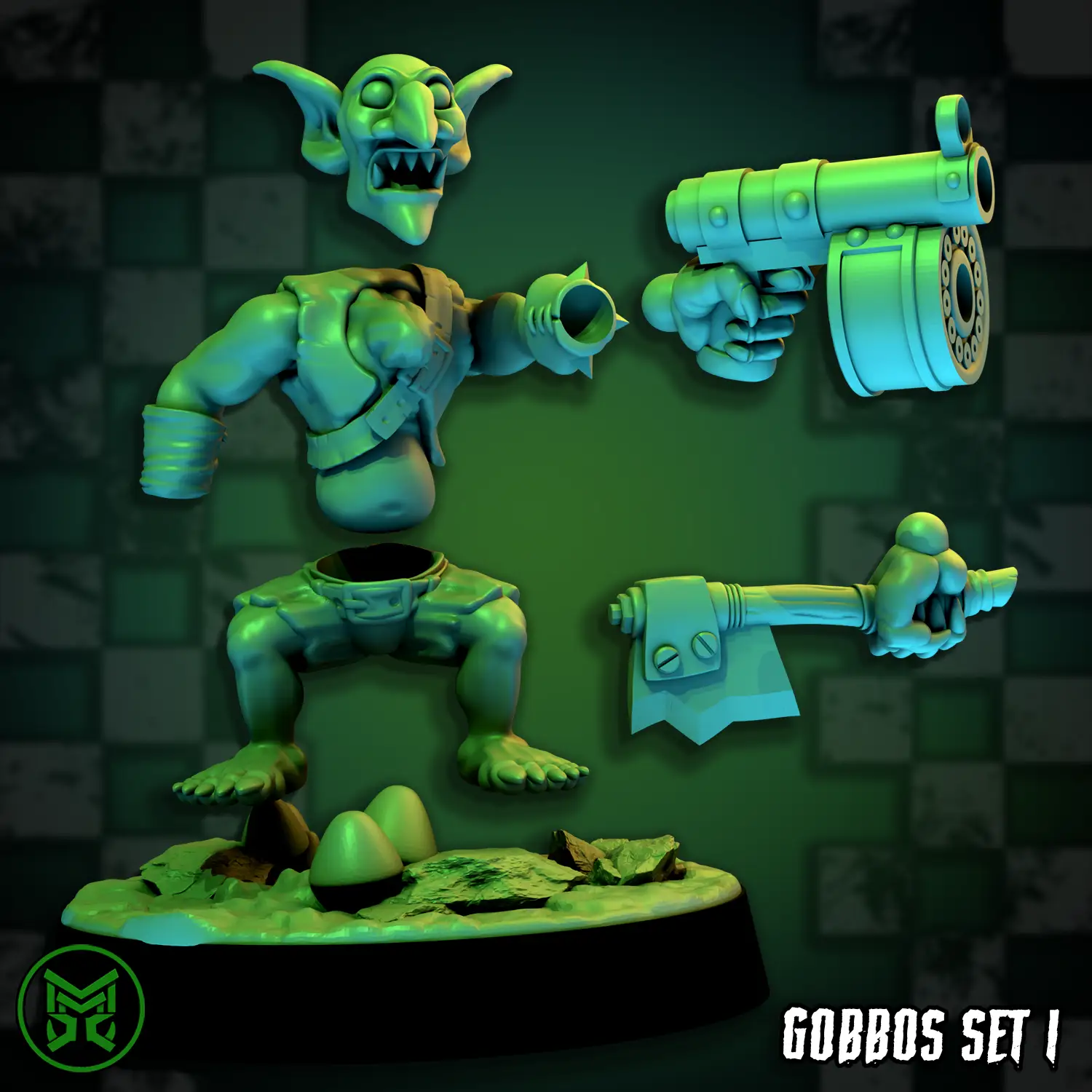 3d Printed Gobbo Crew Modular Set by Mekka Miniatures by Last Hope Miniatures