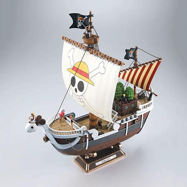 Detailed model of the Going Merry ship from One Piece by THE MIGHTY HOBBY SHOP, featuring intricate details and vibrant colors.