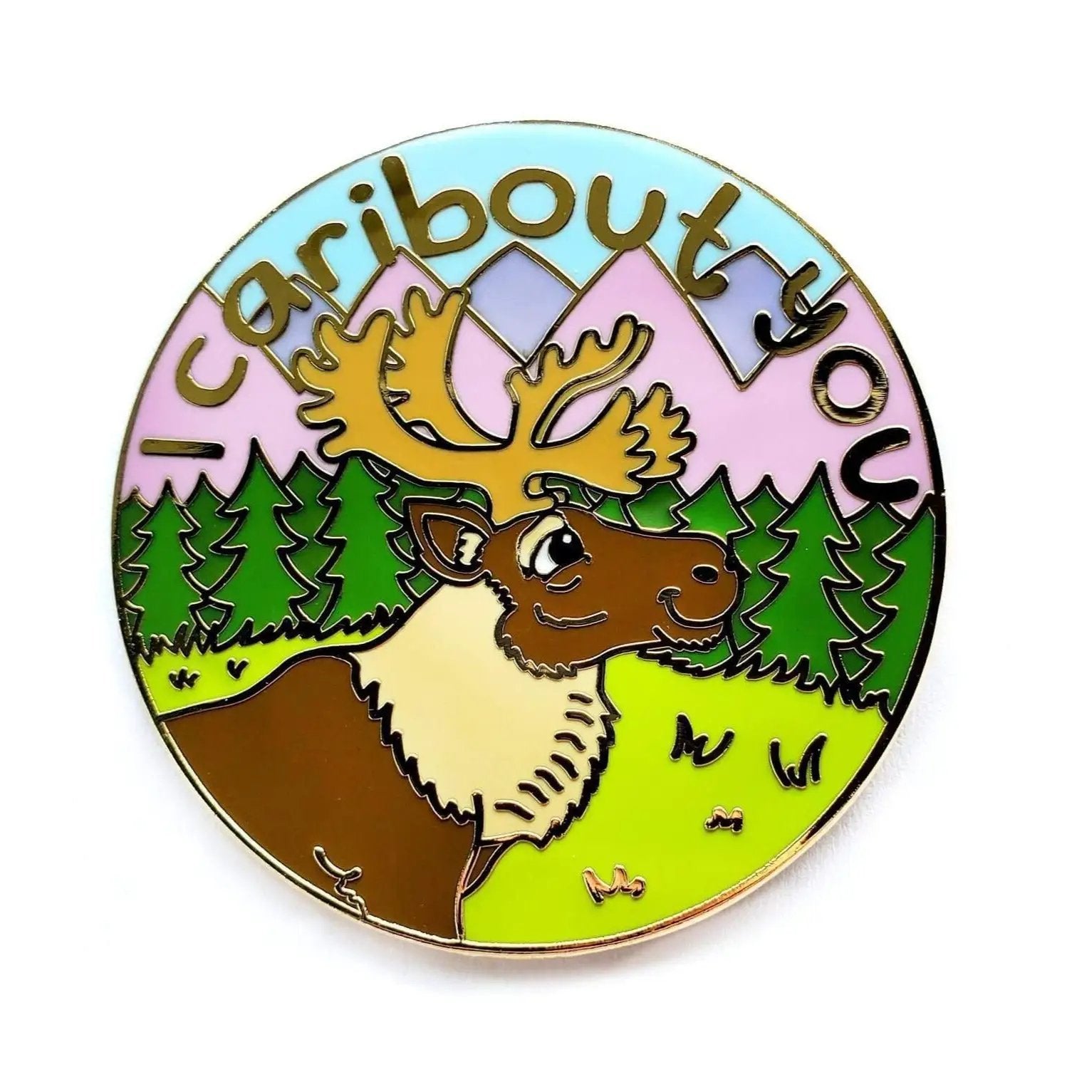Kolorspun I Caribout You enamel pin featuring colorful design, detailed craftsmanship, and a fun tropical-inspired motif.