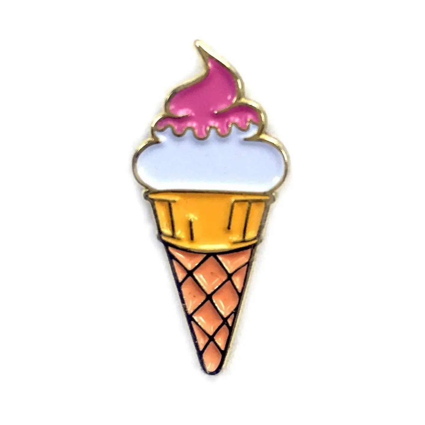 Kolorspun ice cream cone enamel pin with colorful design and detailed craftsmanship, perfect for accessories and collectibles.