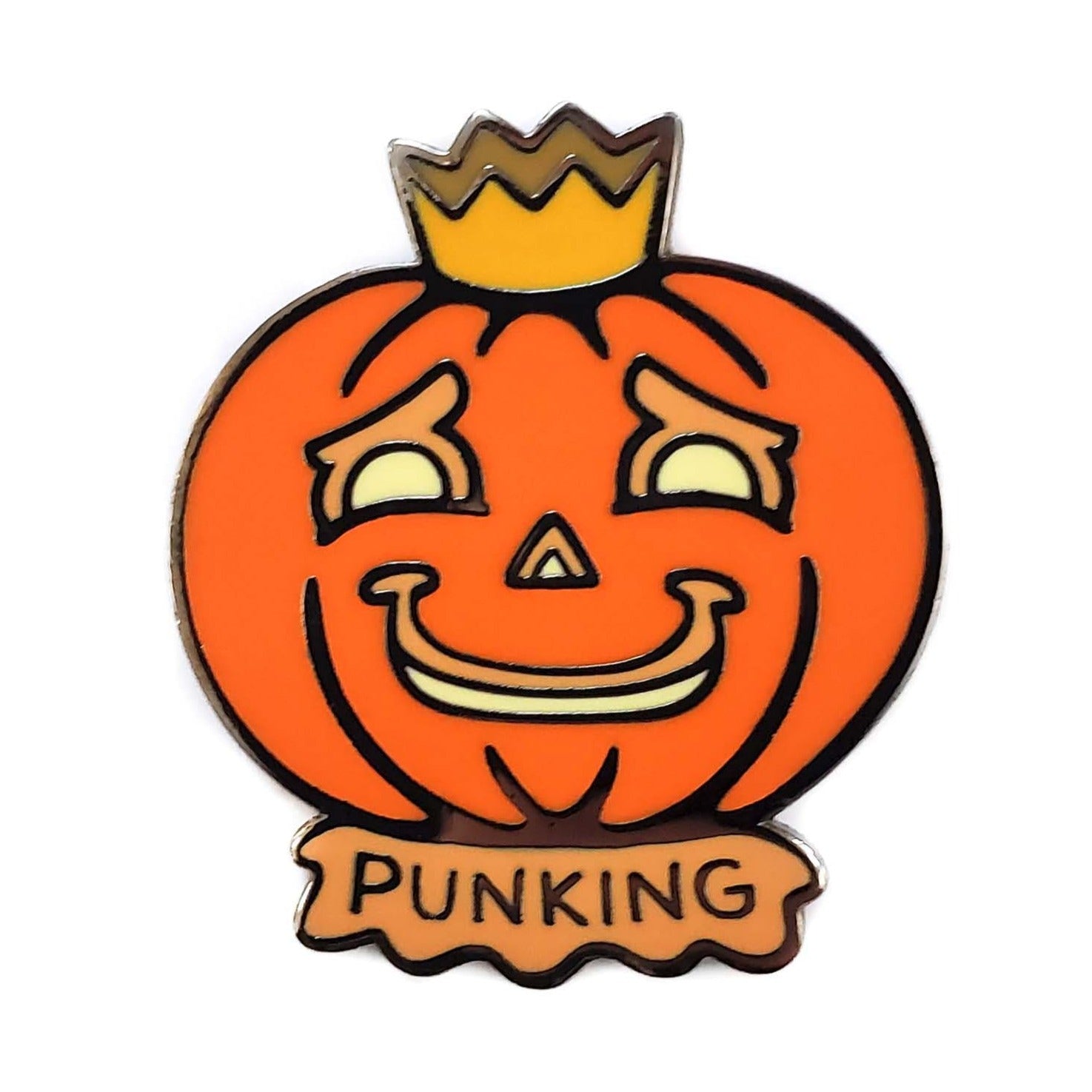 Kolorspun Pun King Pumpkin golf ball marker with Halloween-themed design, featuring vibrant orange and black colors.