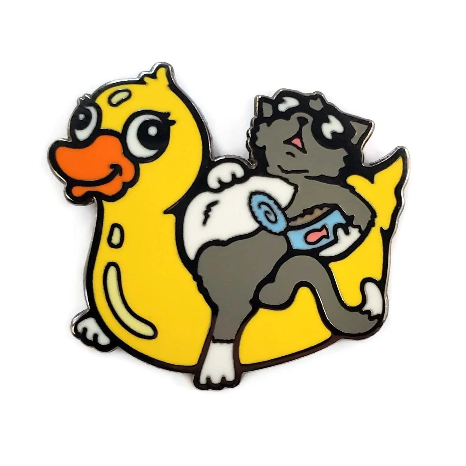 Kolorspun Pool Cat golf ball marker featuring a colorful cat design, used for marking golf balls on the green.