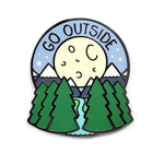 Kolorspun Go Outside pin featuring a colorful enamel design, perfect for outdoor enthusiasts and pin collectors.