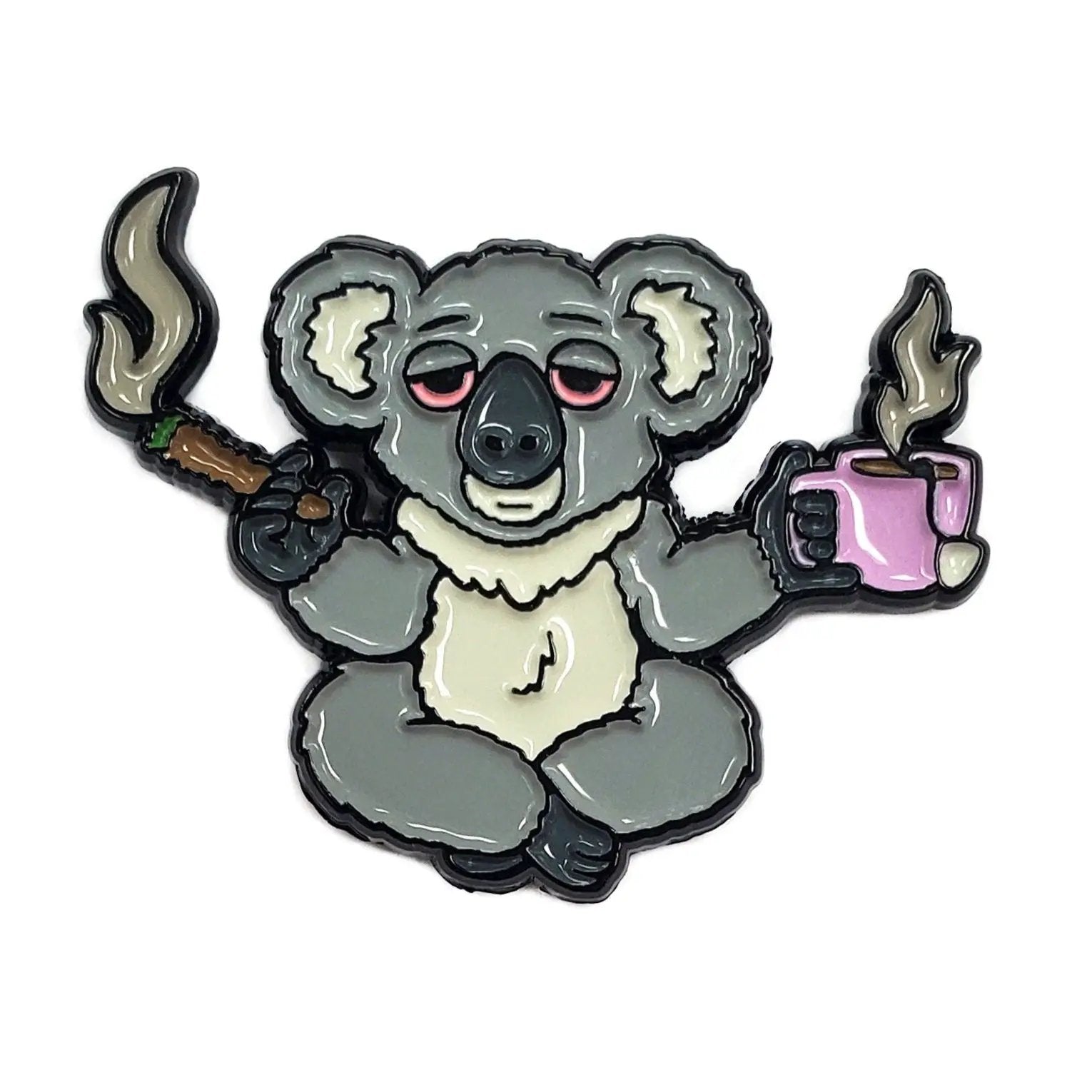 Kolorspun High Koala Tea pin featuring a cute koala design, perfect for wearing or collecting as a stylish accessory.