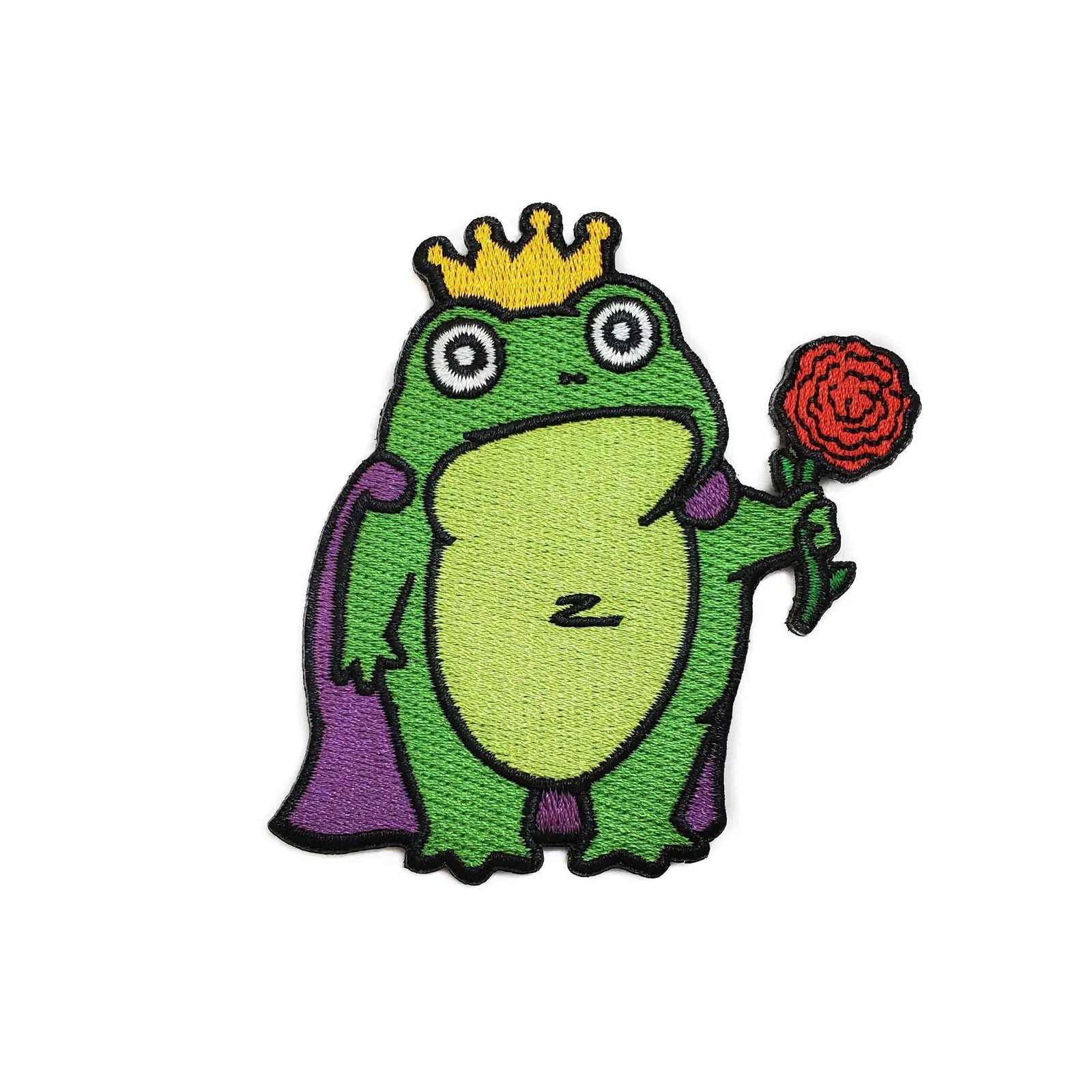 Kolorspun Frog Prince patch featuring a colorful embroidered frog prince design on fabric for clothing or accessories.