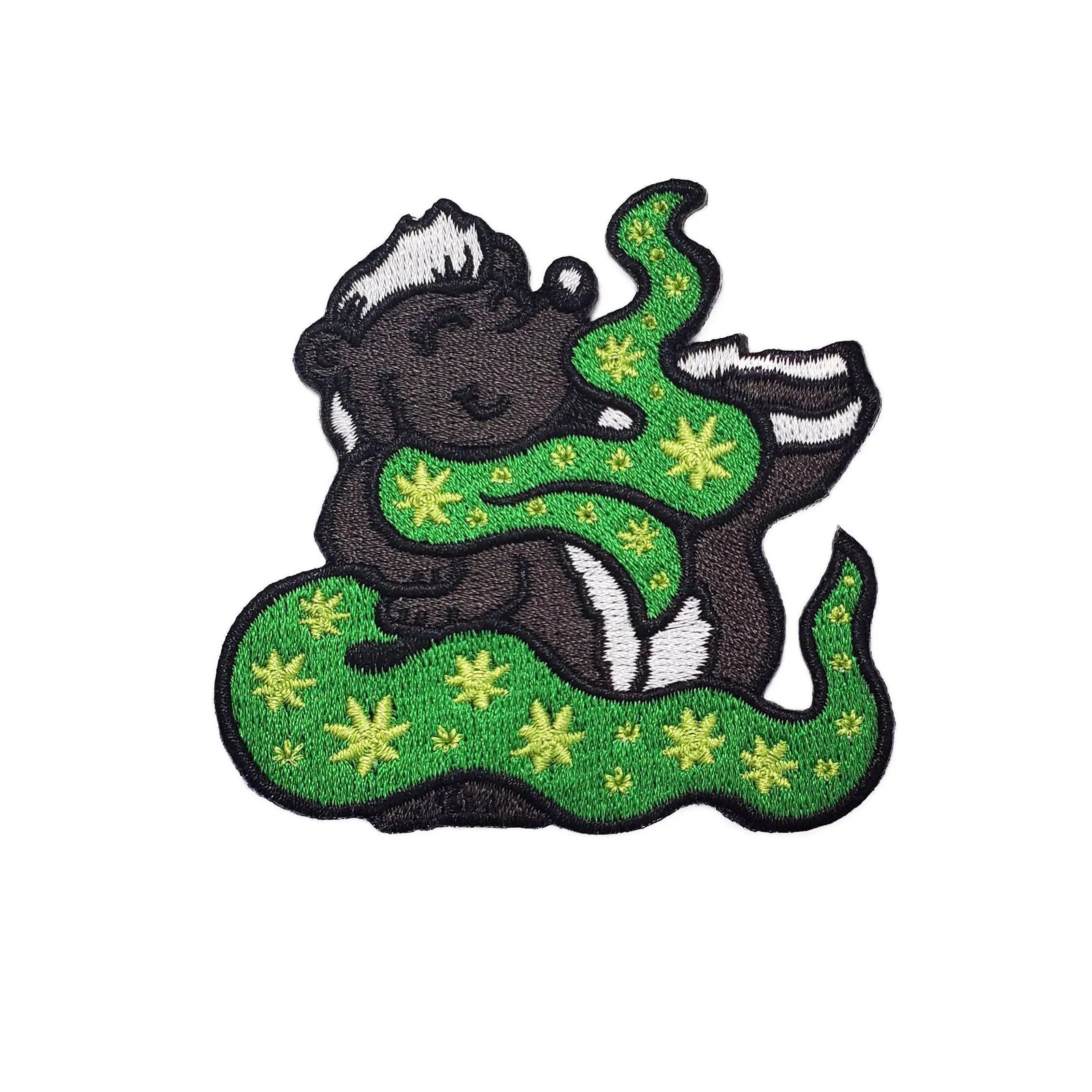 Kolorspun Weed Skunk Patch showing a colorful embroidered patch with a skunk design on fabric background