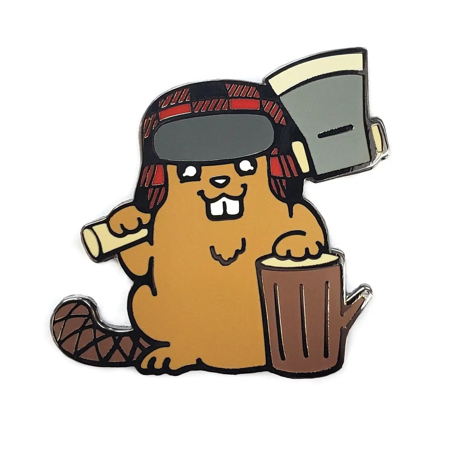 Kolorspun Beaver Pin featuring a detailed cartoon beaver design, perfect for jackets, backpacks, or accessories.