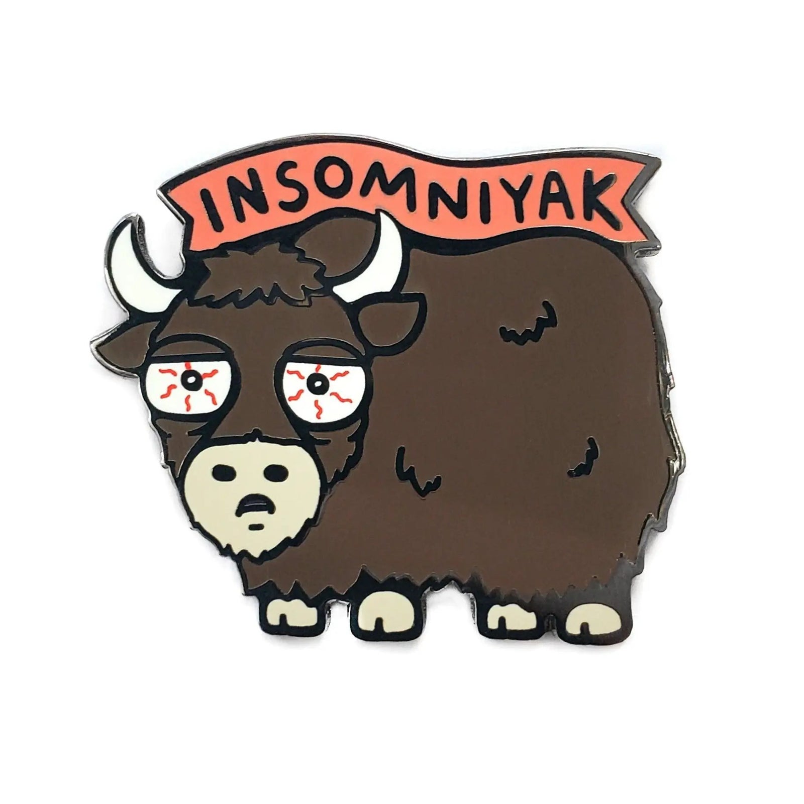 Kolorspun Insomniyak Pin featuring a colorful, whimsical design perfect for accessories or clothing embellishments.