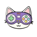 Kolorspun Controller Cat Pin pin featuring a cute cat design, perfect for accessorizing clothing or bags.