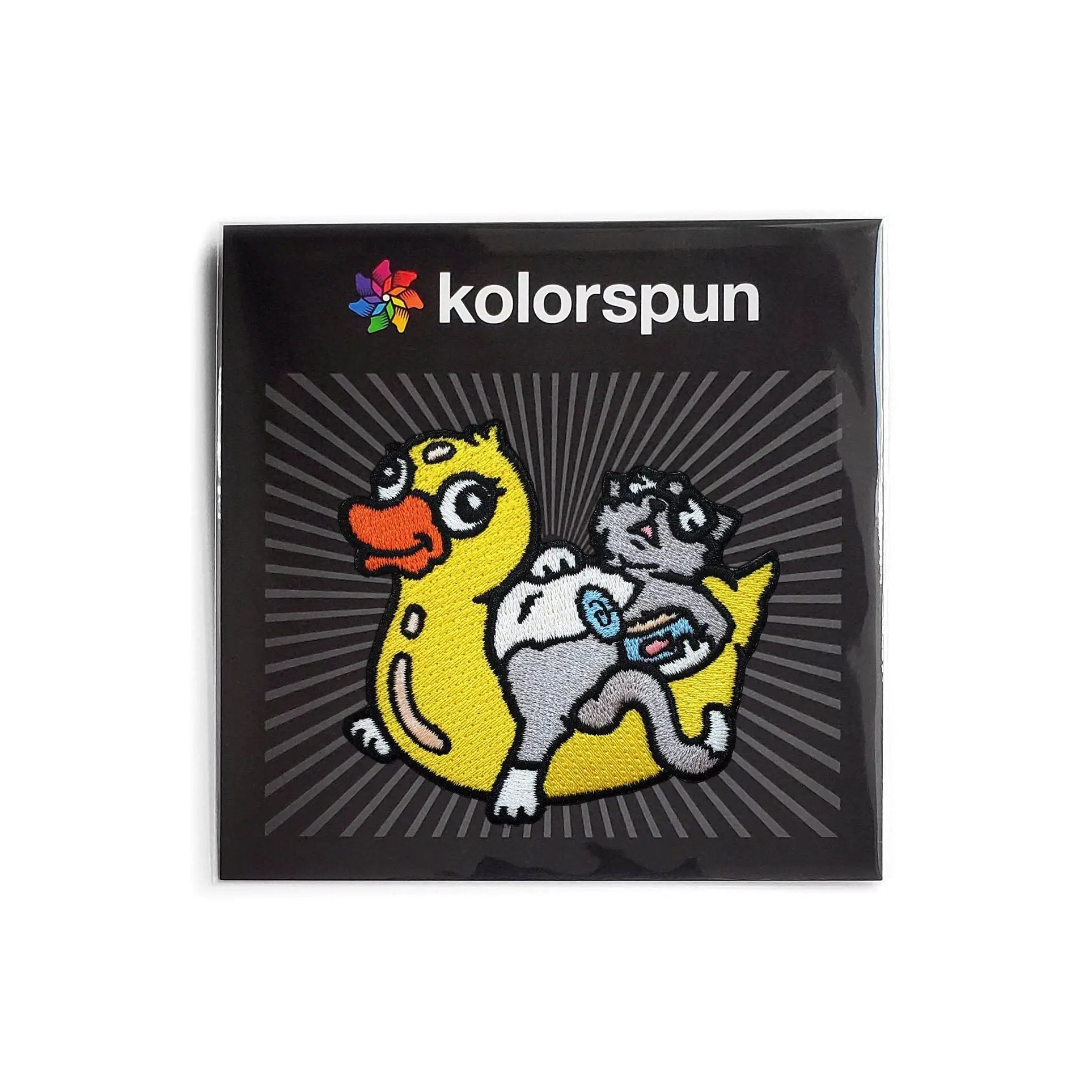 Kolorspun Pool Cat Patch, colorful embroidered fabric patch featuring a playful pool cat design for clothing or accessories.
