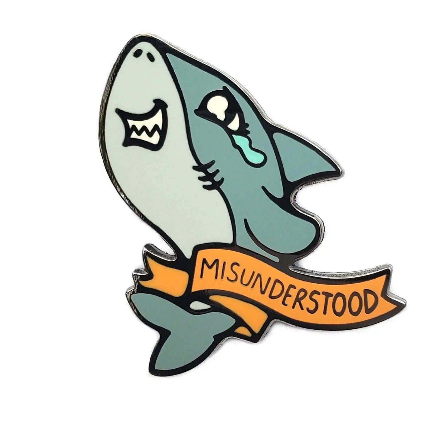 Kolorspun Misunderstood Shark golf ball marker with colorful design, used for marking golf balls on the course.