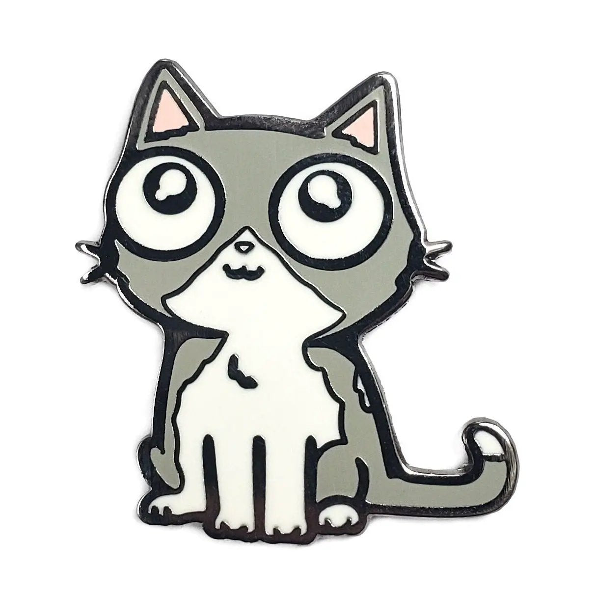 Gray Kolorspun cat-shaped golf ball marker with detailed design, used to mark golf balls on the course.