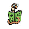 Kolorspun Book Worm Pin featuring a cute, detailed worm design on a pin for book lovers and literary enthusiasts.