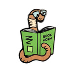Kolorspun Book Worm Pin featuring a cute, detailed worm design on a pin for book lovers and literary enthusiasts.