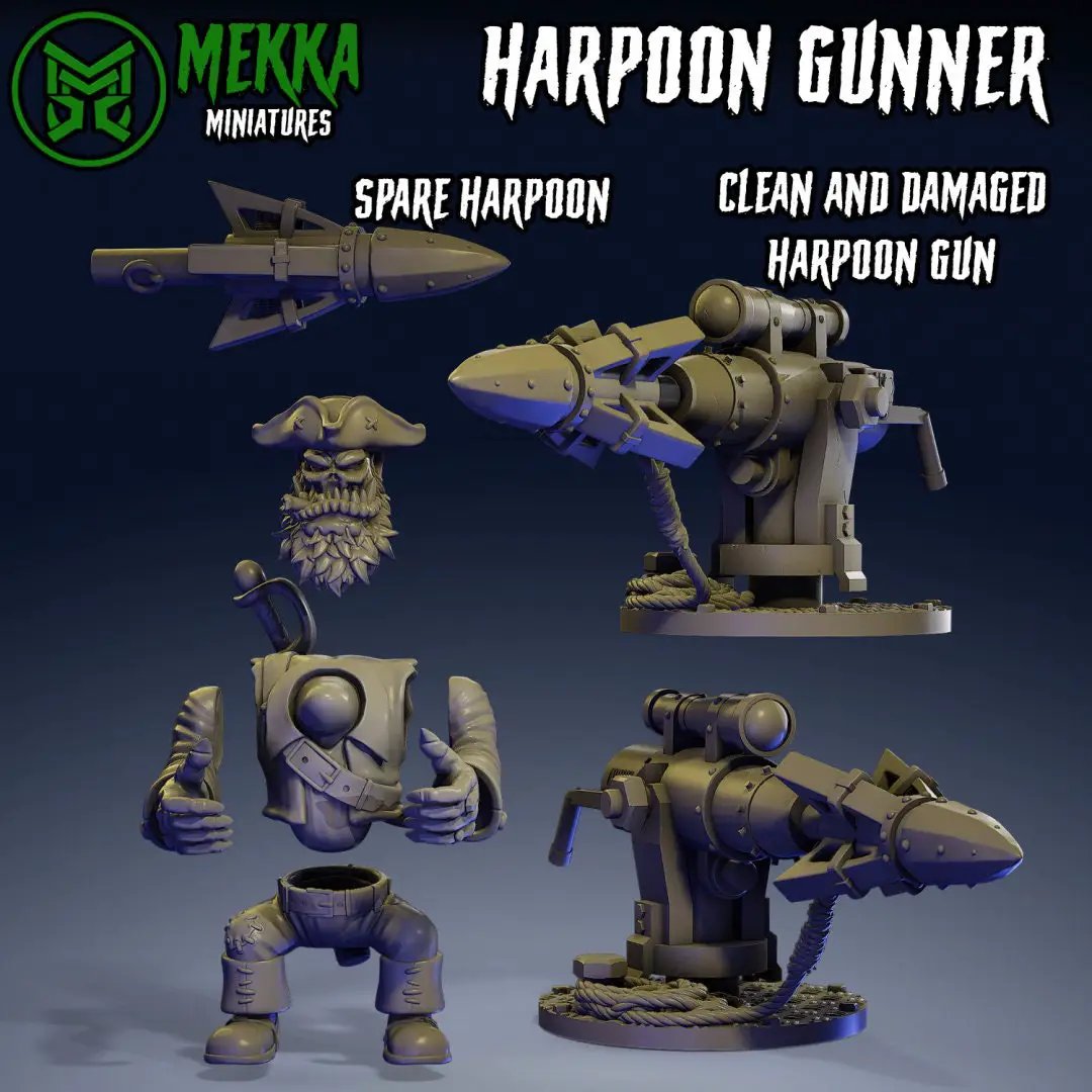 3d Printed Ork Pirate Harpoon Gunner by Mekka Miniatures by Last Hope Miniatures