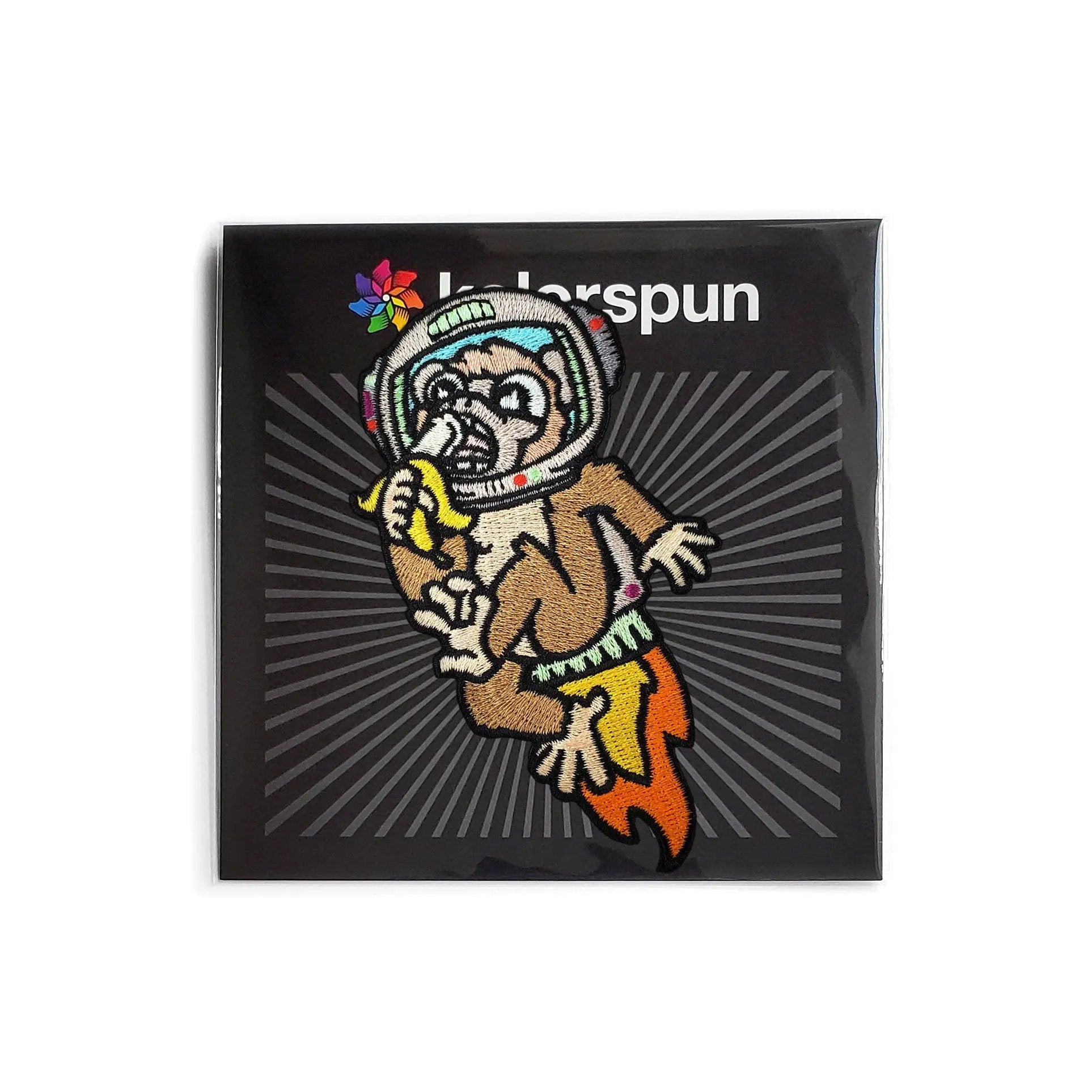 Kolorspun Astronaut Chimp patch featuring a detailed embroidered design of a chimp in a space suit.