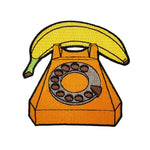Kolorspun Banana Phone Patch, colorful fabric patch featuring a banana design for decorating or customizing accessories.