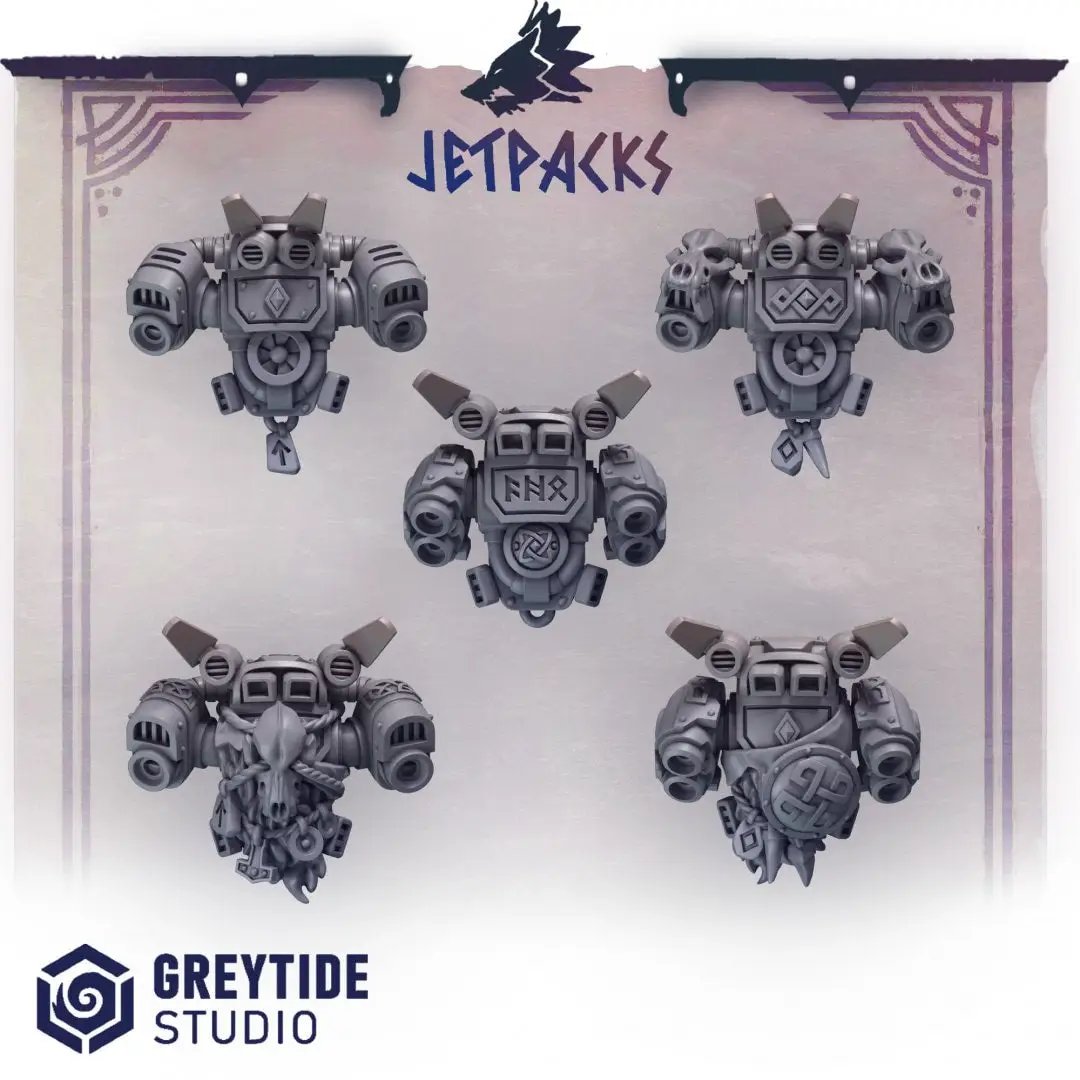 3d Printed Primal Hounds Jetpacks x5 by Greytide Studio by Last Hope Miniatures